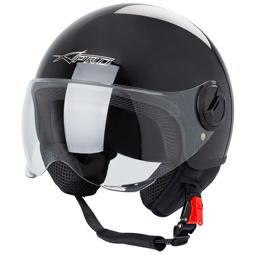 A PRO ZOOM CASCO JET NERO TAGLIA 1 CASCO MOTO SCOOTER APERTO VISIERA OMOLOGATO