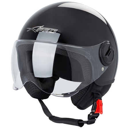 A PRO ZOOM CASCO JET APERTO NERO TAGLIA S PER MOTO SCOOTER  MASCHERA VISIERA