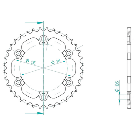 CORONA TRASMISSIONE ACCIAIO P530 Z36 DIS000463 ROYAL ENFIELD CONTINENTAL