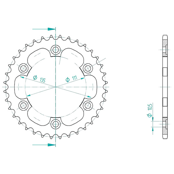 CORONA TRASMISSIONE ACCIAIO P530 Z36 DIS000463 ROYAL ENFIELD CONTINENTAL
