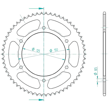 CORONA TRASMISSIONE MOTO ACCIAIO P428 Z58 DIS00055 SWM RS R 125 2017-2023