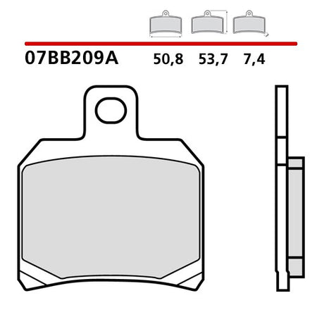 [07BB209A] PASTIGLIE FRENO BREMBO mod: APRILIA, BENDA , BIMOTA, BENELLI