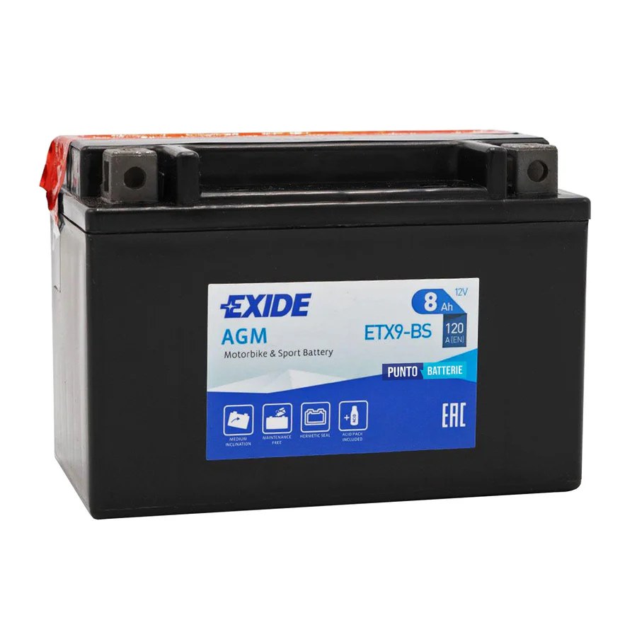 [EXETX9BS] BATTERIA 8Ah 120A EXIDE MOTO AGM A CARICA SECCA