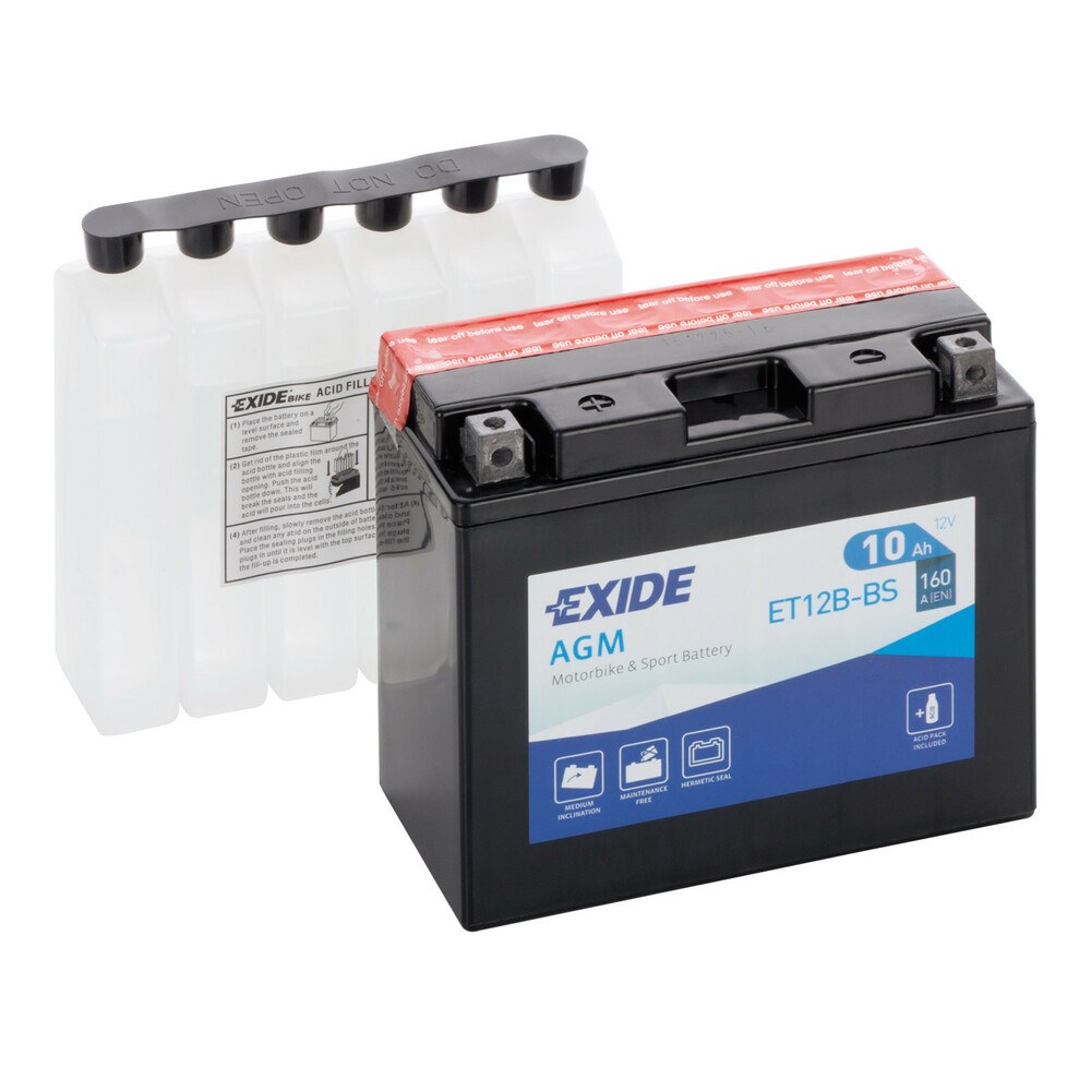 [EXET12BBS] BATTERIA 10Ah 160A EXIDE MOTO AGM A CARICA SECCA
