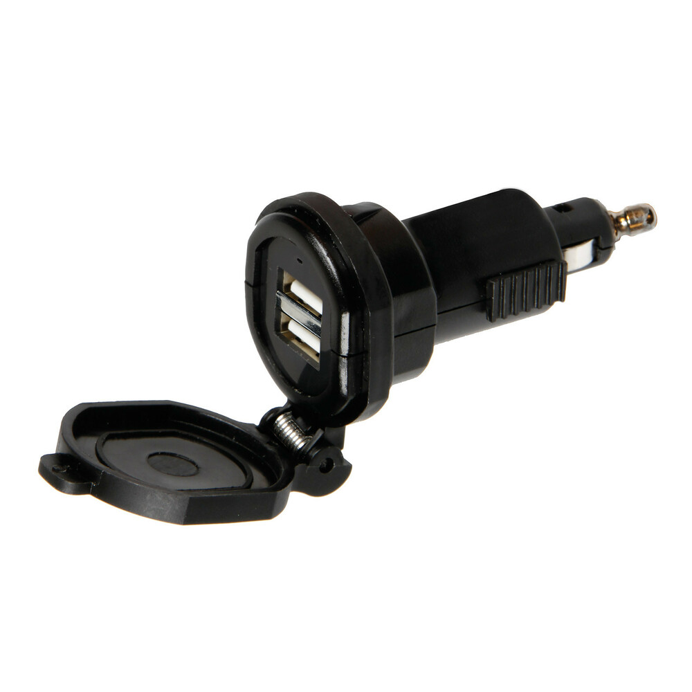 SPINA DIN CARICABATTERIA 2 PORTE USB FAST CHARGE 2700 MA 12 24 V PER AUTO MOTO