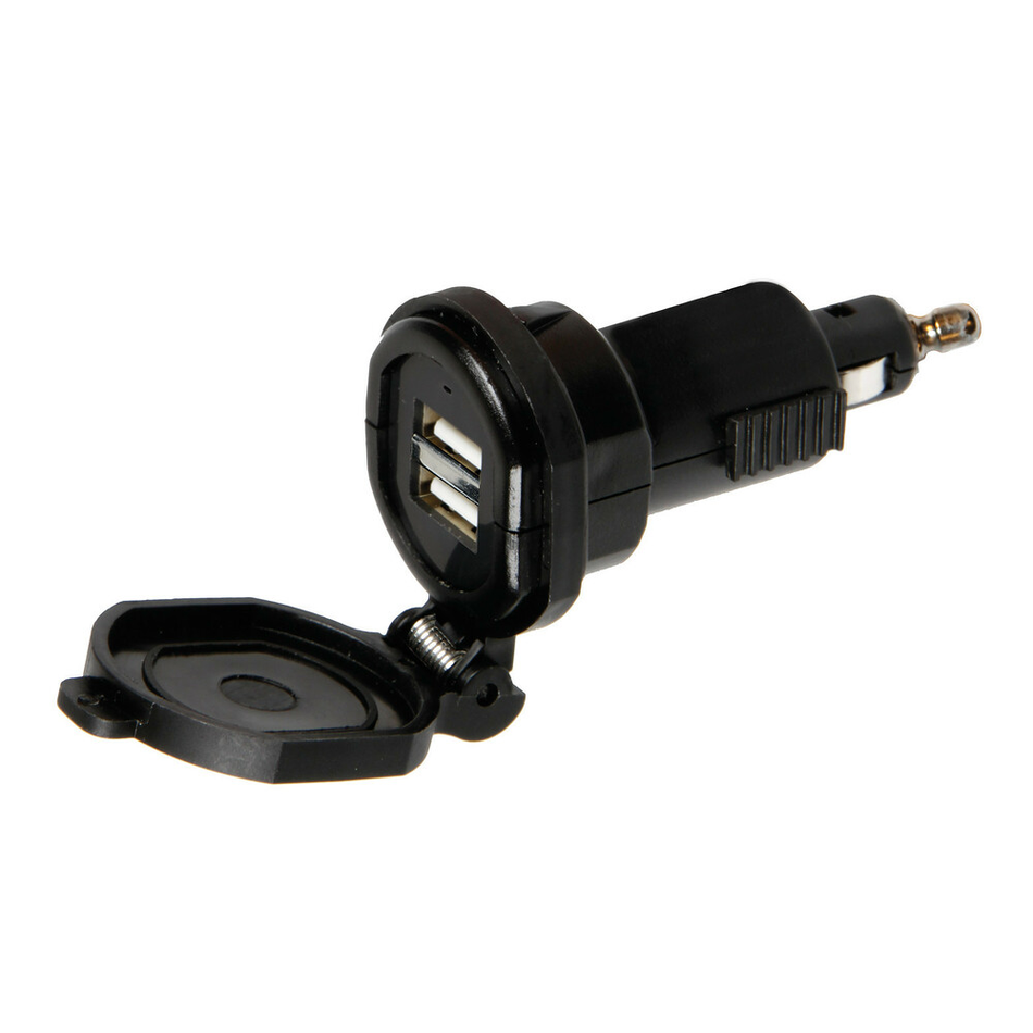 SPINA DIN CARICABATTERIA 2 PORTE USB FAST CHARGE 2700 MA 12 24 V PER AUTO MOTO