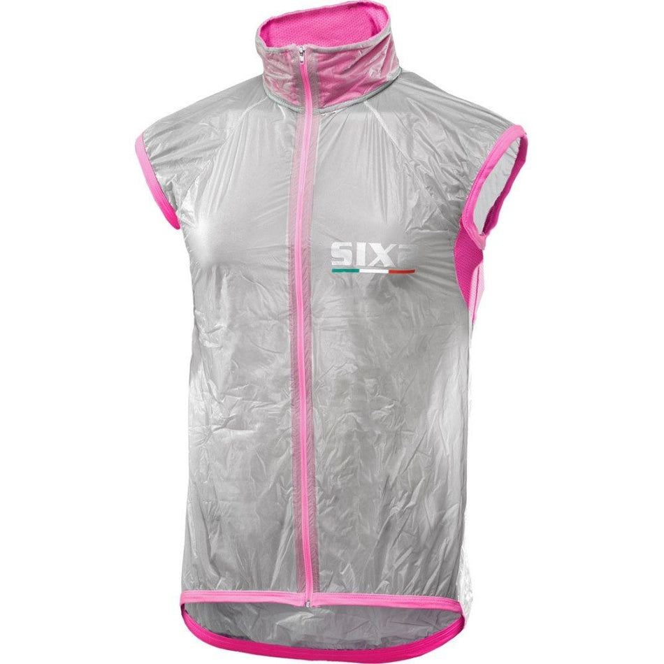 [GLT-M-FU] GILET ANTIVENTO TRASPARENT/PINK FLUO - M