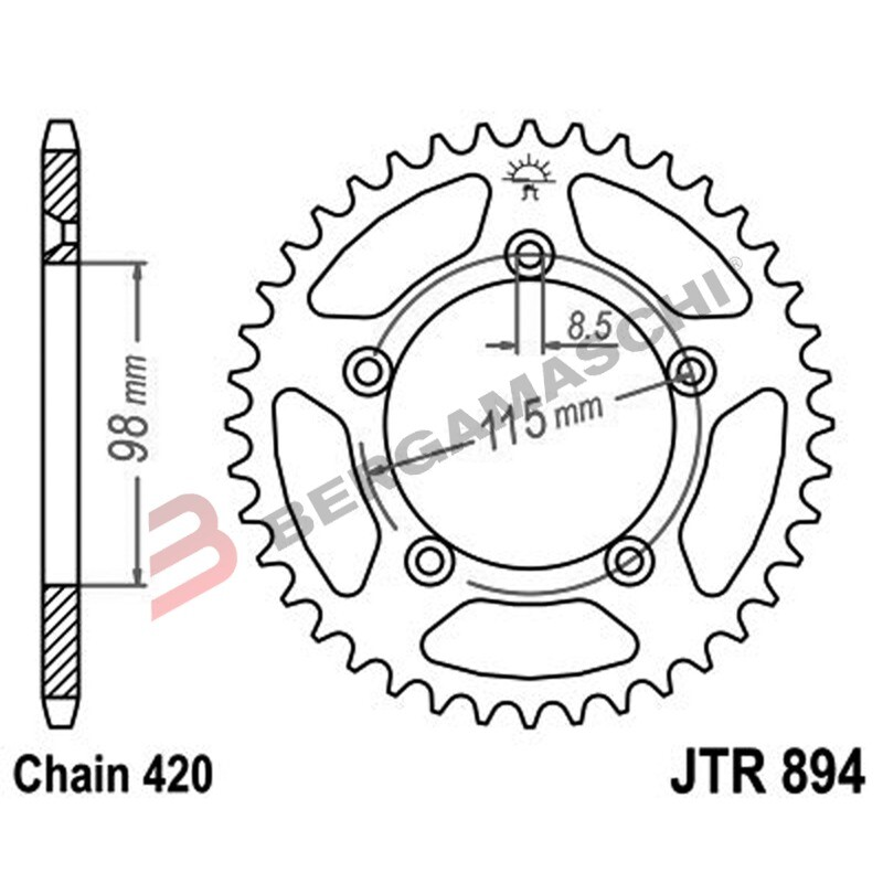 CORONA ALL.7075T6 JTA 894 Z48 JT JTA894.48BLK BLK