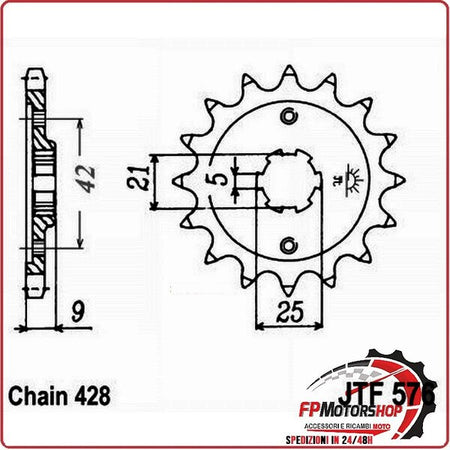 [A50057617] PIGNONE TRASMISSIONE PER MOTO JT 576 Z17 JTF576.17 17 DENTI ACCIAIO PASSO 428