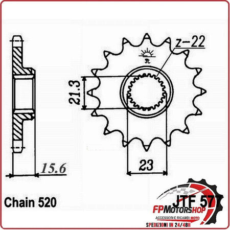 [A50057716] PIGNONE TRASMISSIONE PER MOTO JT 577 Z16 JTF577.16 16 DENTI ACCIAIO PASSO 520
