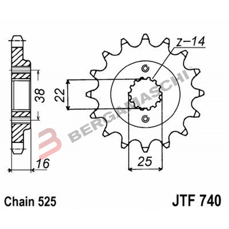 PIGNONE JT 740 Z14 JTF740.14 DUCATI