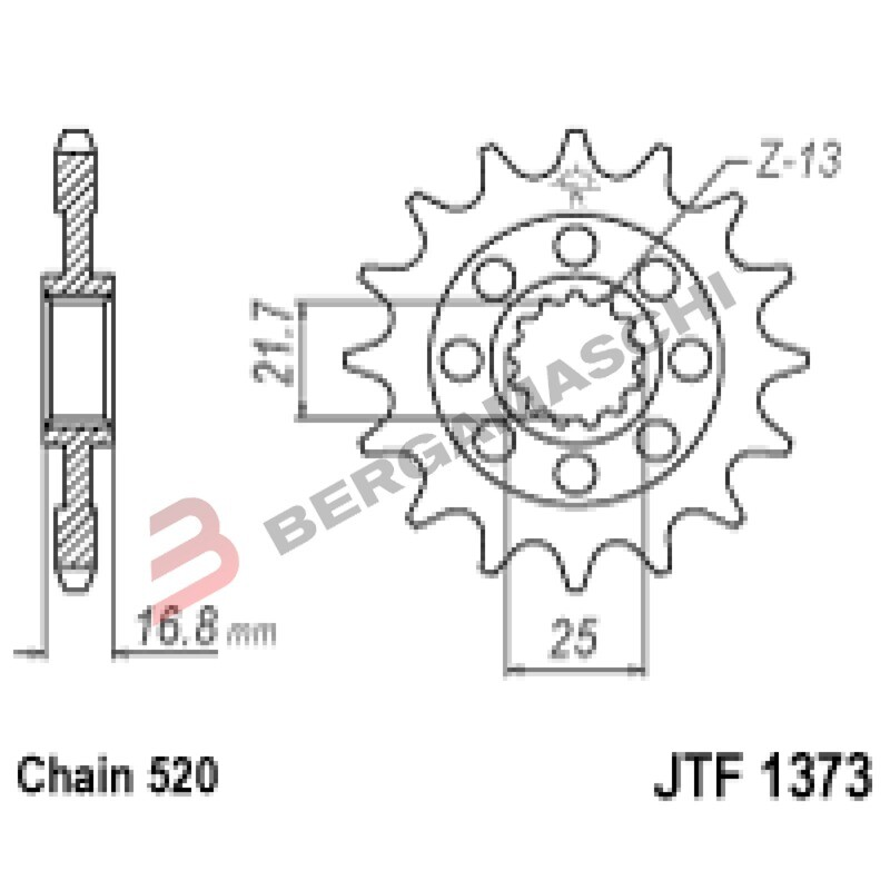 PIGNONE JT 1373 Z17 RB JTF1373.17RB AMMORTIZZATO HONDA
