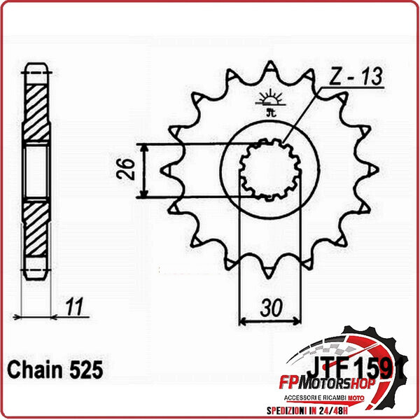 PIGNONE JT 1591 Z16 RB JTF1591.16RB AMMORTIZZATO YAMAHA