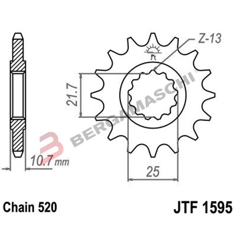 PIGNONE JT 1595 Z16 RB JTF1595.16RB AMMORTIZZATO YAMAHA