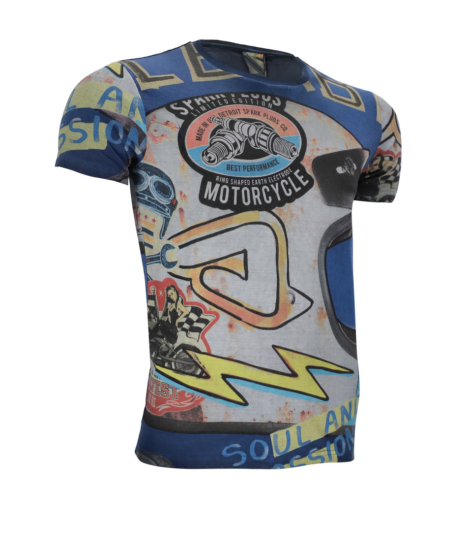 [0910510.042.069] T-SHIRT SP CLUB STICKERS Colore : ROYAL BLU Taglia : XXL