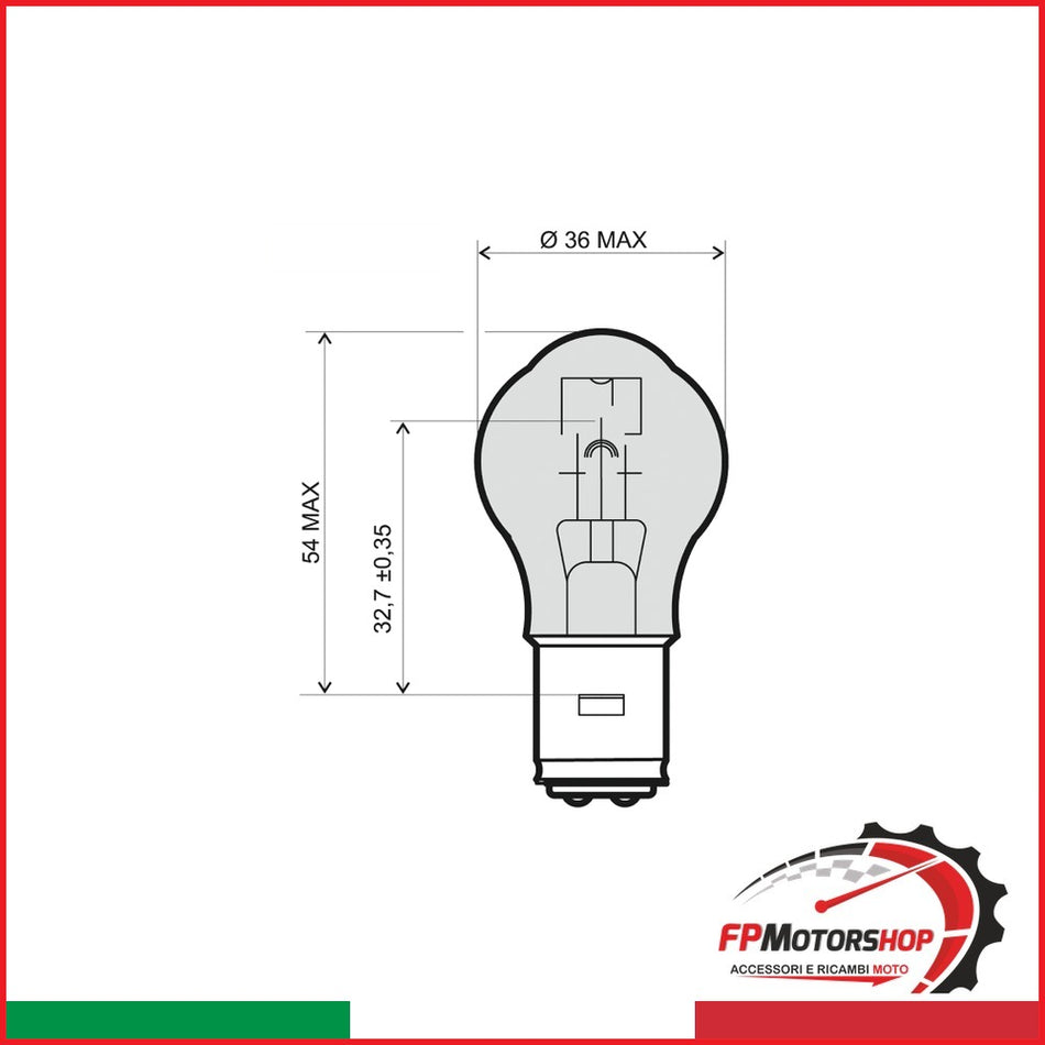 LAMPADINA RMS 12V 35/35W BA20D - BIANCA
