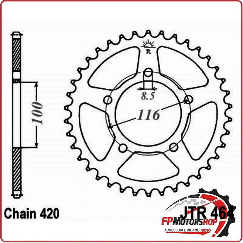 CORONA JT 464 Z49 JTR464.49 49 DENTI PASSO 420 KAWASAKI KX80 83