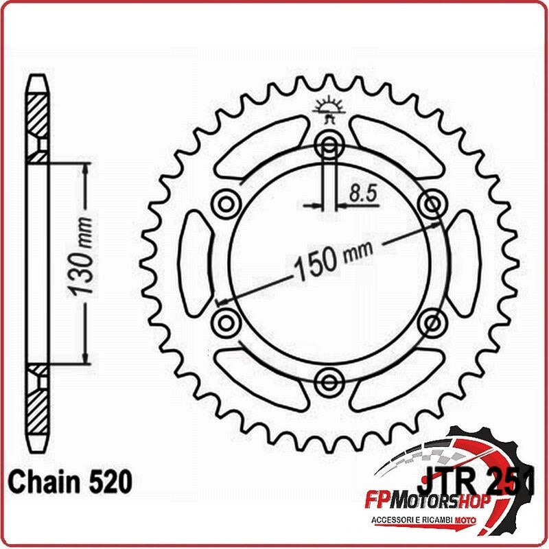 [A52025151] CORONA TRASMISSIONE PER MOTO ALLUMINIO JTA 251 Z51 JTA251.51 51 DENTI YAMAHA YZ