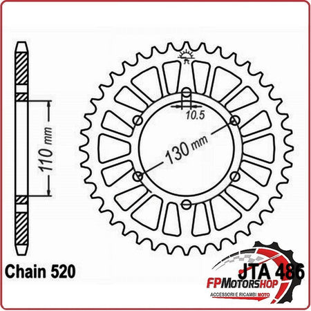 [A52048643] CORONA TRASMISSIONE PER MOTO ALLUMINIO JTA 486 Z43 JTA486.43 43 DENTI KAWASAKI