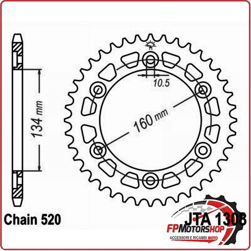 CORONA ALL.7075T6 JTA 1308 Z48 JT JTA1308.48 ALLUMINIO JTA1308 48 DENTI PASSO