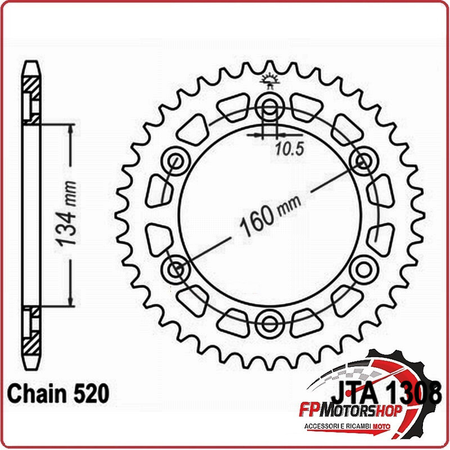 CORONA ALL.7075T6 JTA 1308 Z48 JT JTA1308.48 ALLUMINIO JTA1308 48 DENTI PASSO