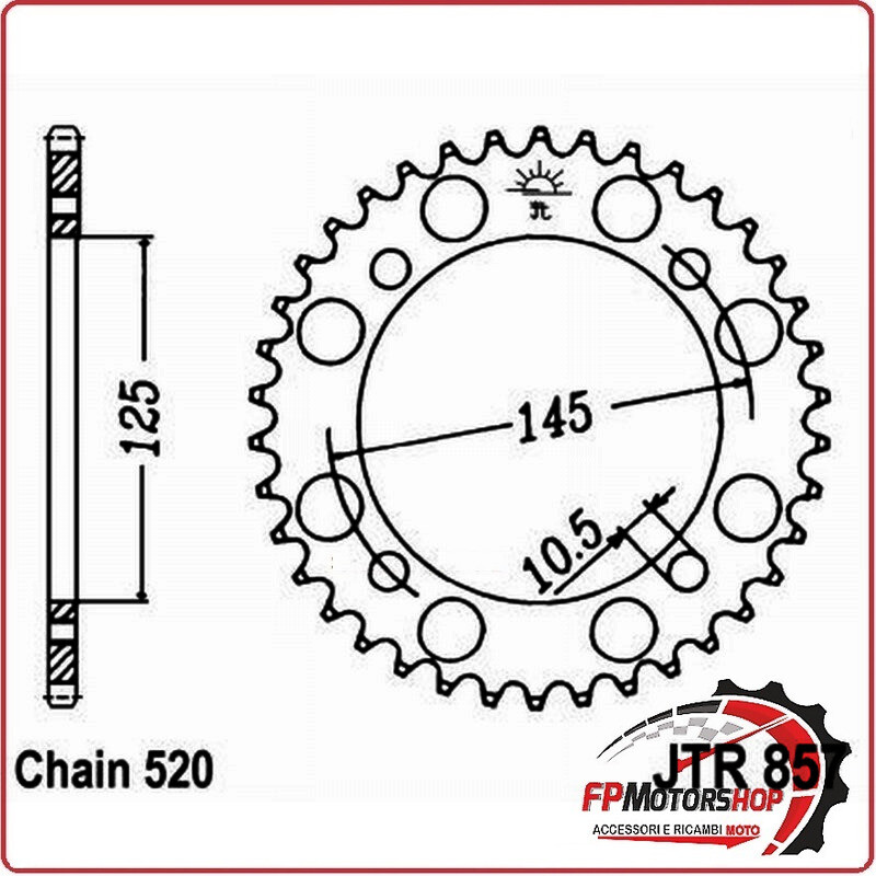 CORONA JT 857 Z47 ZBK JTR857.47ZBK ZINCATA NERA YAMAHA