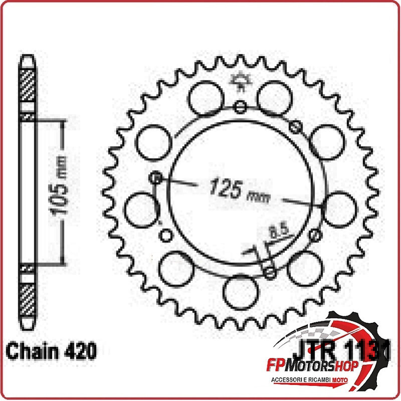 CORONA JT 1131 Z48 ZBK JTR1131.48ZBK ZINCATA NERA NERO 48 DENTI 420