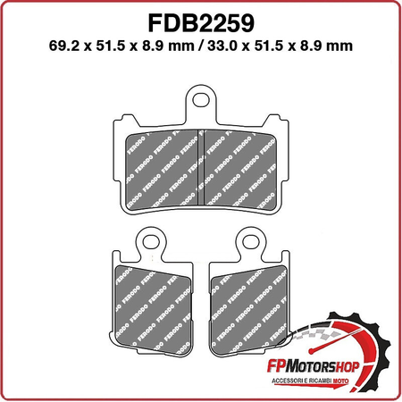 PASTIGLIE FRENO MOTO FERODO FDB2259ST 4PZ X CONF. MESCOLA SINTERIZZATA HONDA VFR