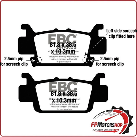 PASTIGLIE FRENO MOTO EBC FA703R R HONDA SXS 1000 M3/M5 PIONEER 16 20 2016-2020