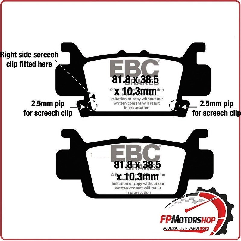 PASTIGLIE FRENO MOTO EBC FA704R R HONDA SXS 1000 M3/M5 PIONEER 16 18 2016-2018