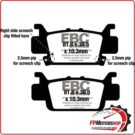 PASTIGLIE FRENO MOTO EBC FA704R R HONDA SXS 1000 M3/M5 PIONEER 16 18 2016-2018