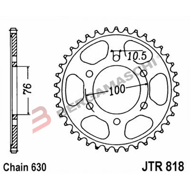 CORONA PER TRASMISSIONE MOTO JT 818 Z41 JTR818.41 41 DENTI ACCIAIO PASSO 630
