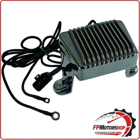[V834300105] REGOLATORE DI TENSIONE PER HARLEY SERIE TOURING 97-01 CROMATO WAI 12V CONNETTORE