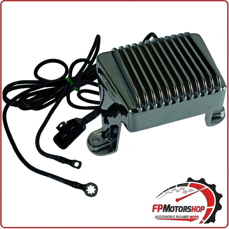 [V834300105] REGOLATORE DI TENSIONE PER HARLEY SERIE TOURING 97-01 CROMATO WAI 12V CONNETTORE