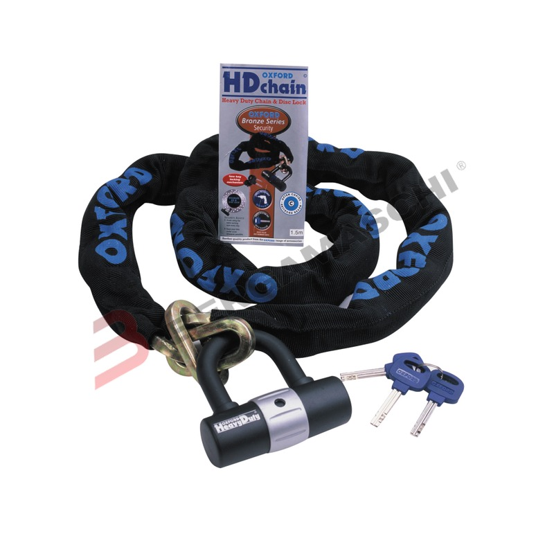 CATENA ANTIFURTO PER MOTO HEAVY DUTY 150CM MAGLIA QUADRA 9,5MM OXFORD OF159