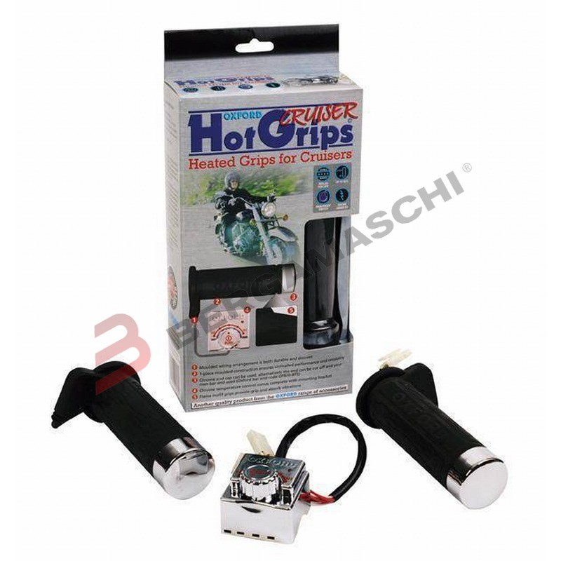COPPIA MANOPOLE RISCALDATE HOTGRIPS PER MOTO CUSTOM MANUBRI 25mm OXFORD OF697