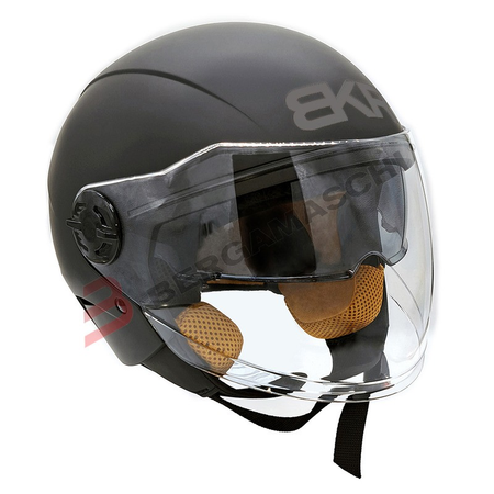 CASCO JET MOTO SCOOTER BKR TRE NERO OPACO TAGLIA 53/54 XS CON CALOTTA ABS