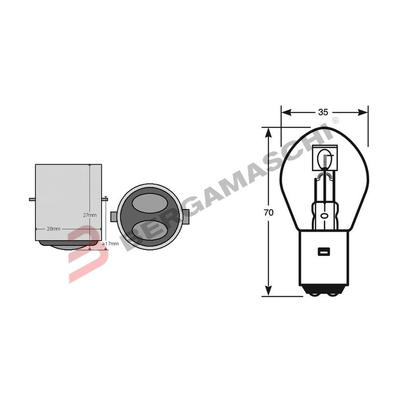 LAMPADA LAMPADINA BILUX 6V BA20D 35/35W S2 PER SCOOTER