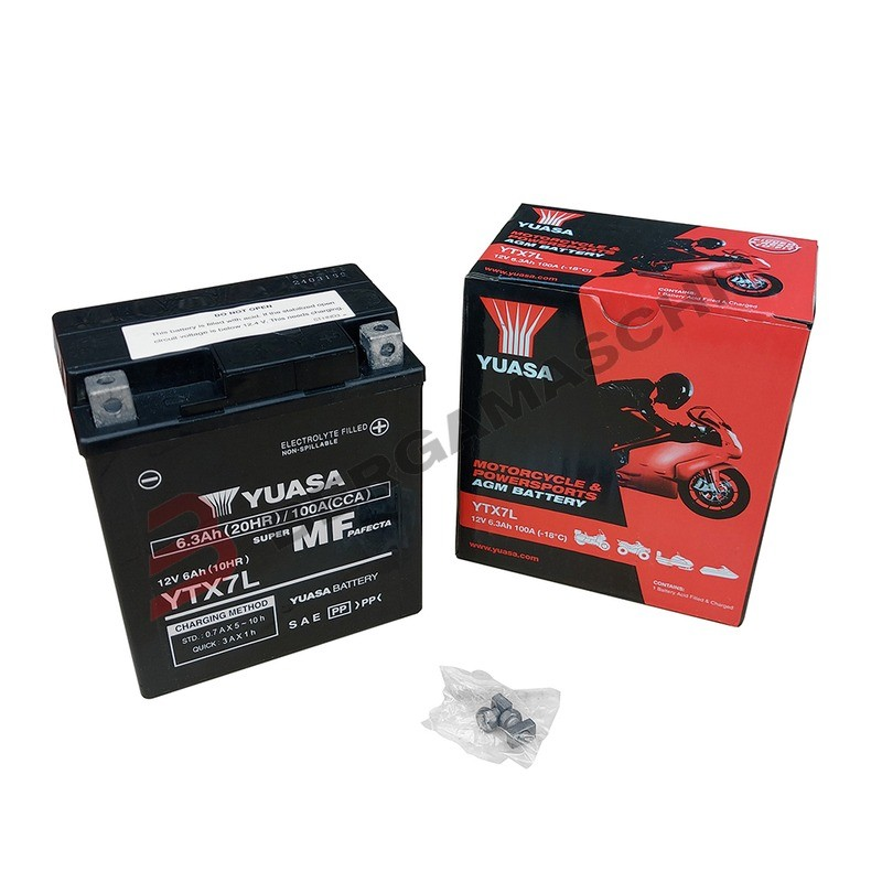 SCATOLA 5PZ BATTERIA YUASA YTX7L YTX7LKIT PRECARICATA SIGILLATA APRILIA HONDA