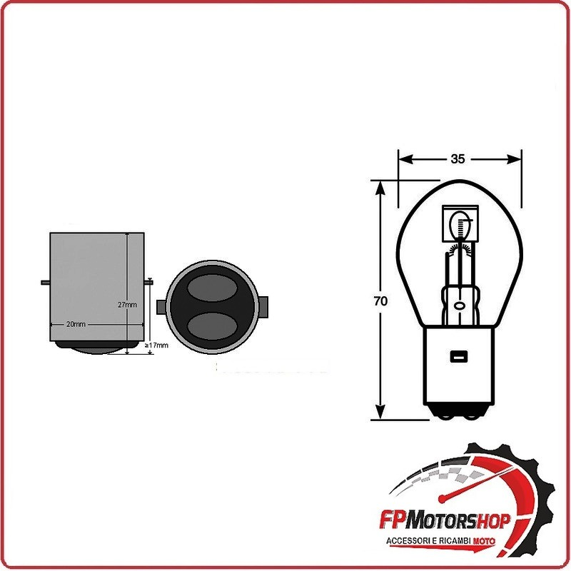 LAMPADA LAMPADINA BILUX 12V 35/35W BA20D PER SCOOTER