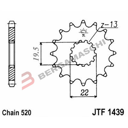 PIGNONE TRASMISSIONE PER MOTO JT 1439 Z11 JTF1439.11 11 DENTI ACCIAIO PASSO 520