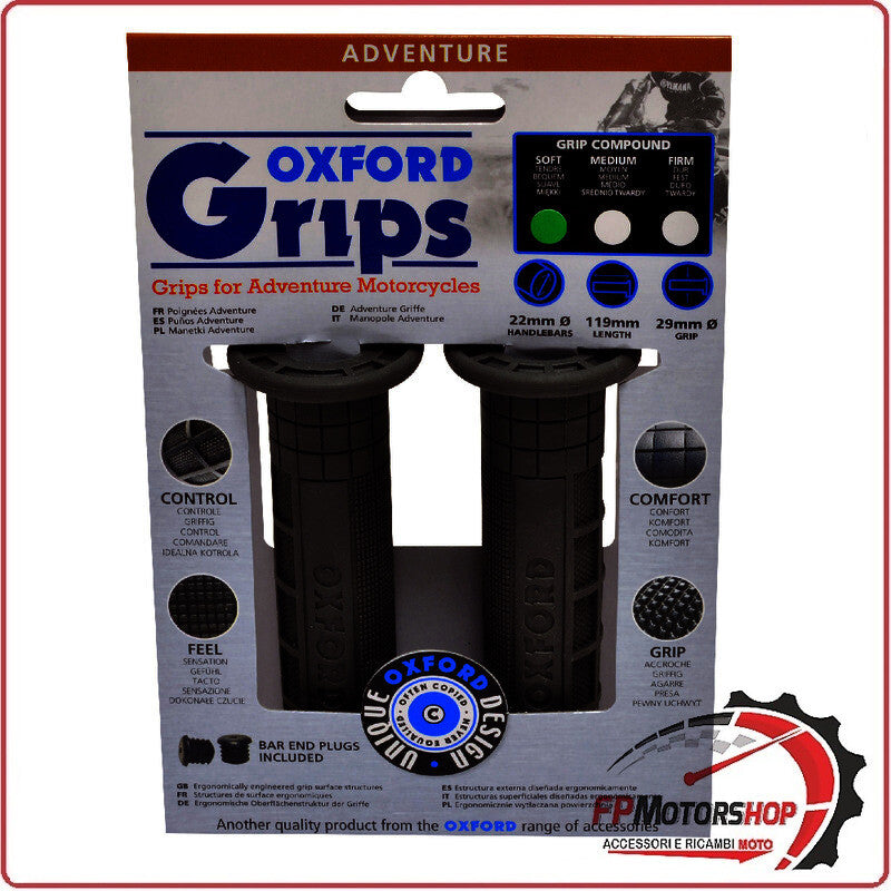 COPPIA MANOPOLE MANUBRIO UNIVERSALI PER MOTO ADVENTURE 119mm OXFORD OX602
