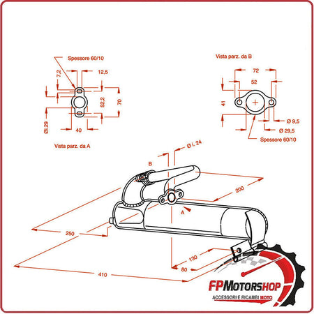 MARMITTA SILENZIATORE TERMINALE DI SCARICO SITO PER PIAGGIO VESPA ET3 125 50/90