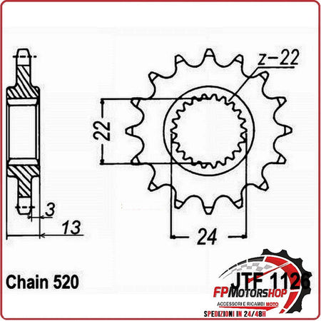 PIGNONE TRASMISSIONE PER MOTO JT 1126 Z16 JTF1126.16 16 DENTI ACCIAIO PASSO 520
