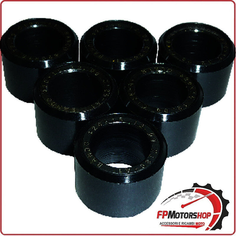 KIT 6 RULLI MASSETTE VARIATORE SCOOTER PER HONDA SH 125/150 JOYRIDE 20X15 12G 