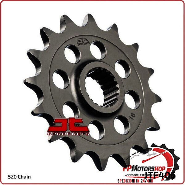 PIGNONE TRASMISSIONE PER MOTO JT 406 Z16 JTF406.16 16 DENTI ACCIAIO PASSO 520