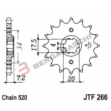 PIGNONE TRASMISSIONE PER MOTO JT 266 Z13 JTF266.13 13 DENTI ACCIAIO