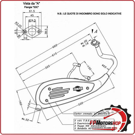 MARMITTA SILENZIATORE TERMINALE SCARICO SITO PER PIAGGIO VESPA LX 50 4T 4V 09-14