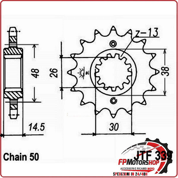 PIGNONE TRASMISSIONE PER MOTO JT 339 Z16 RB AMMORTIZZATO JTF339.16RB 16 DENTI