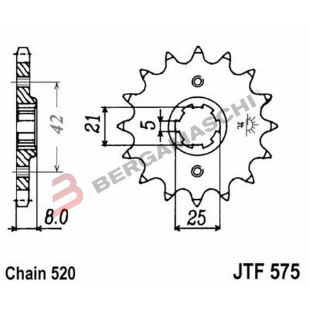PIGNONE TRASMISSIONE PER MOTO JT 575 Z14 JTF575.14 14 DENTI ACCIAIO PASSO 520